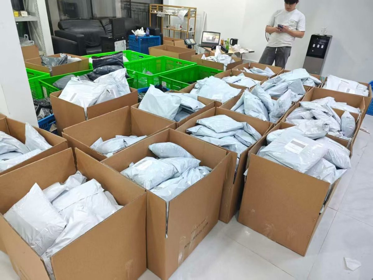 Cartons being packed for dispatch