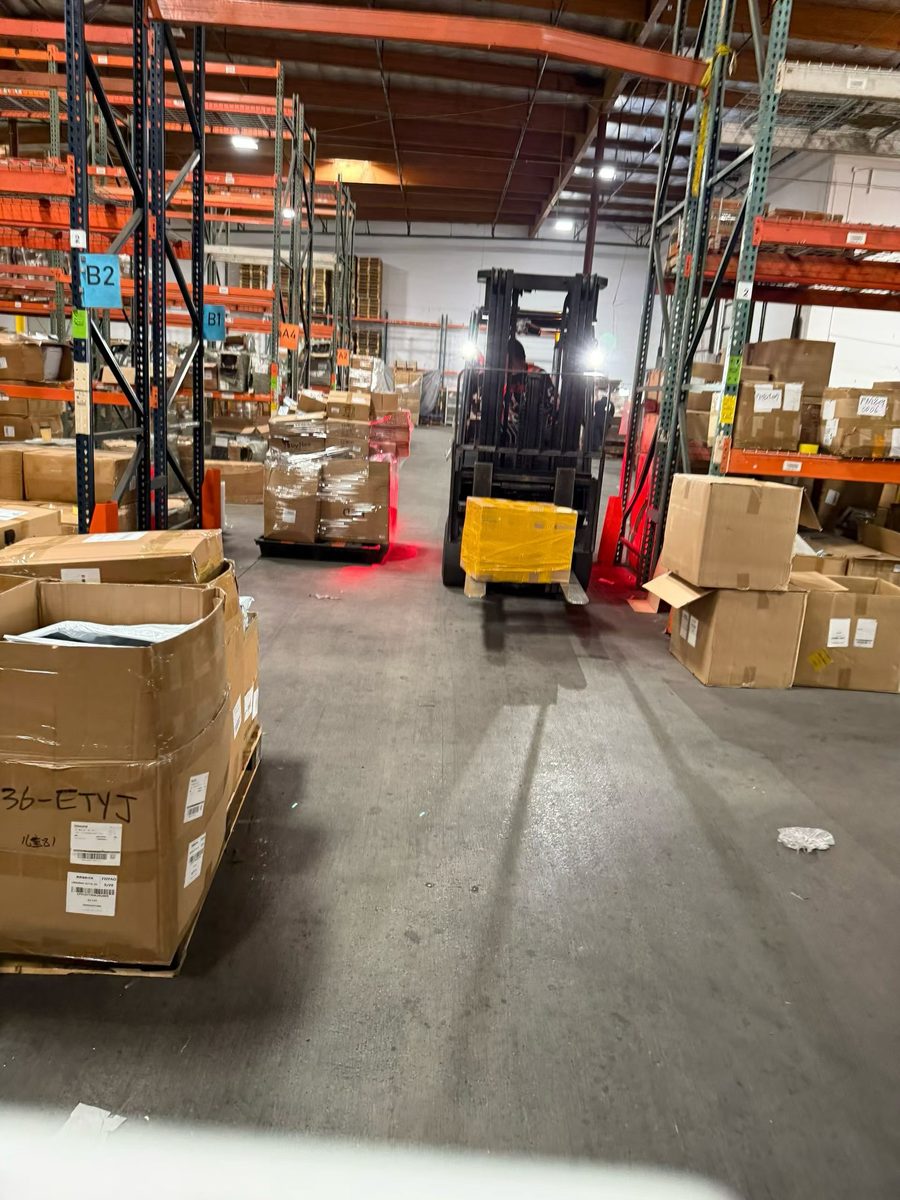 Racking inside our US warehouse